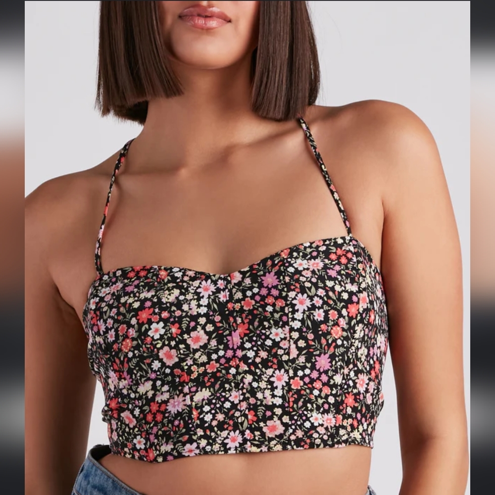 Windsor Spring Blooms Ditsy Floral Crop Top